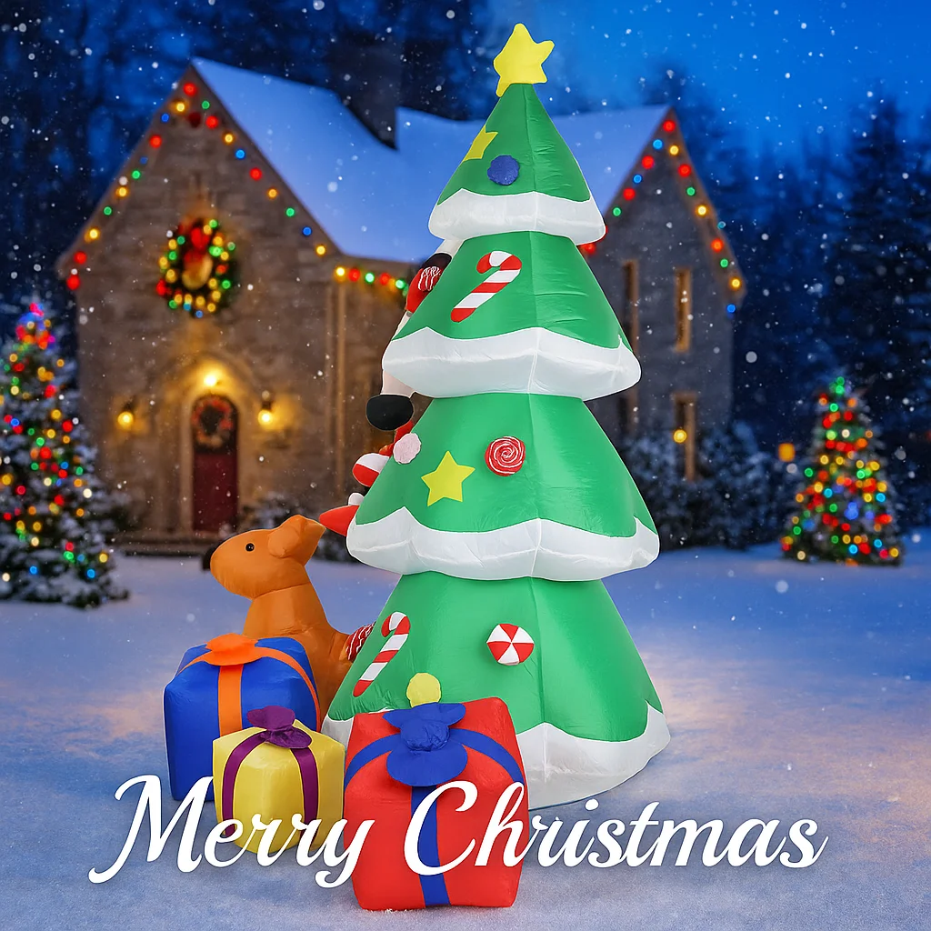 6.89FT عيد الميلاد سلسلة نفخ نموذج زينة عيد الميلاد ساحة سانتا كلوز شجرة الكلب ديكور الحديقة حفلة LED عطلة لوازم المنزل هدية