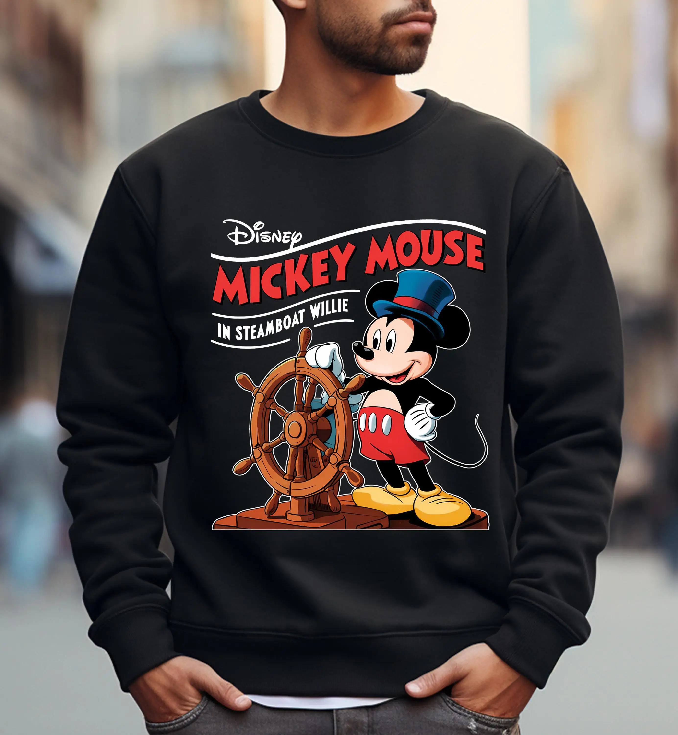 2025 خريف جديد خمر ميكي ماوس البلوز هوديي باخرة ويلي Crewneck البلوز للجنسين دافئ زوجين وتتسابق Y2k الملبس