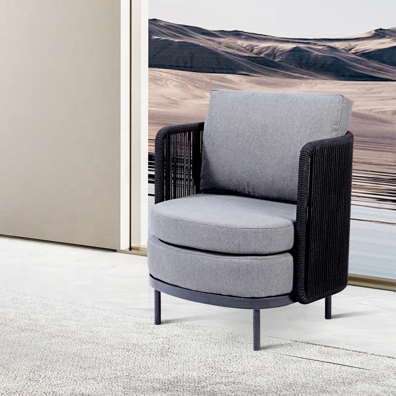 

Luxury Garden Furniture Waterproof Fabric Thick Cushion Outdoor Woven Rope Leisure Chair