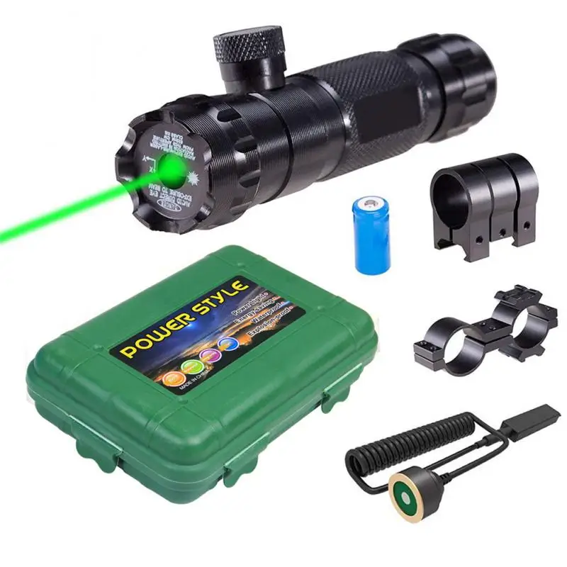 Rifle láser de punto verde, mira láser de punto rojo, alcance de 532nm con interruptor de presión Picatinny y montaje de mira telescópica de caza