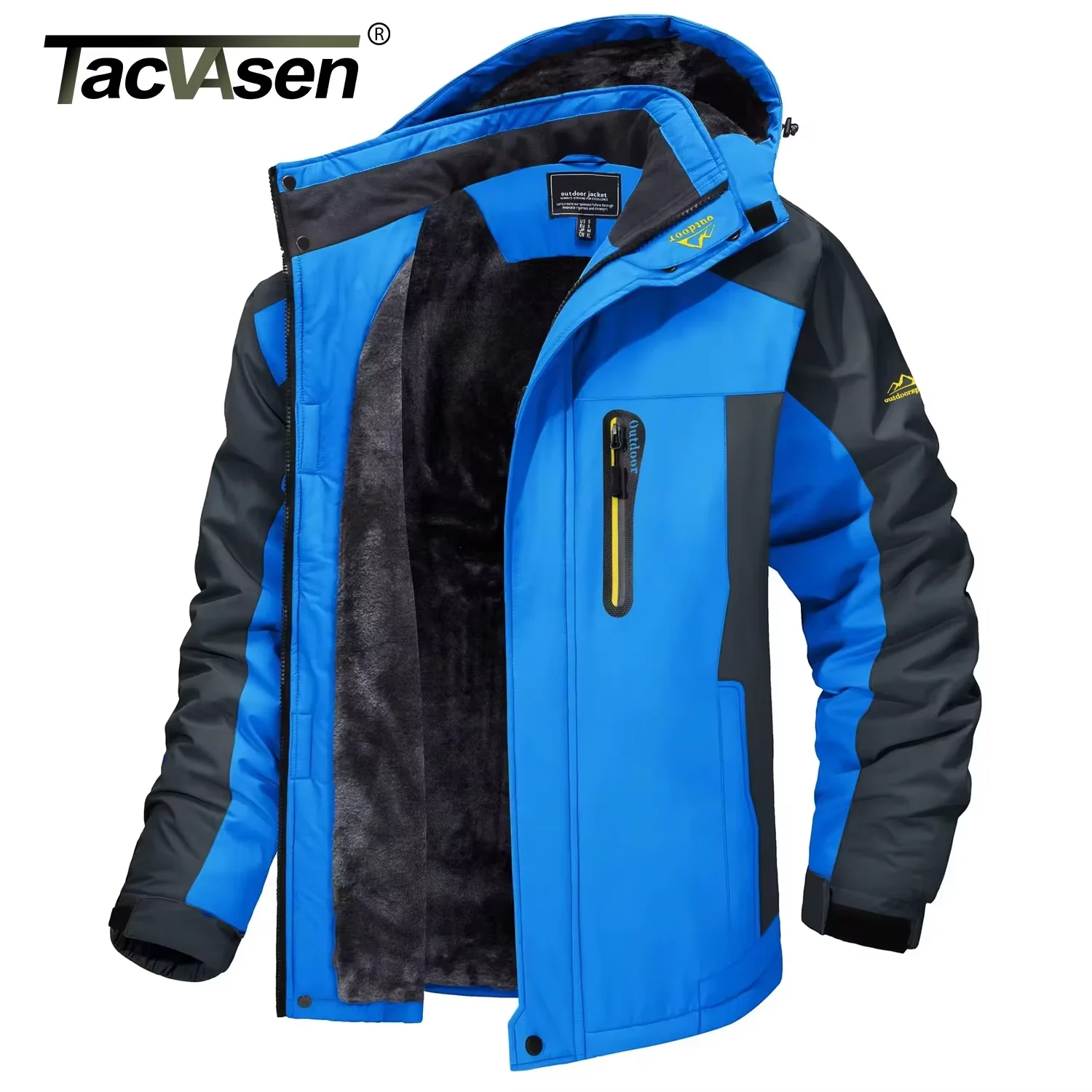 TACVASEN Winter Fleece Lining Parka Waterproof Mens Ski Snowboard Jackets Windproof Removable Hoodie Coats Casual Windbreaker