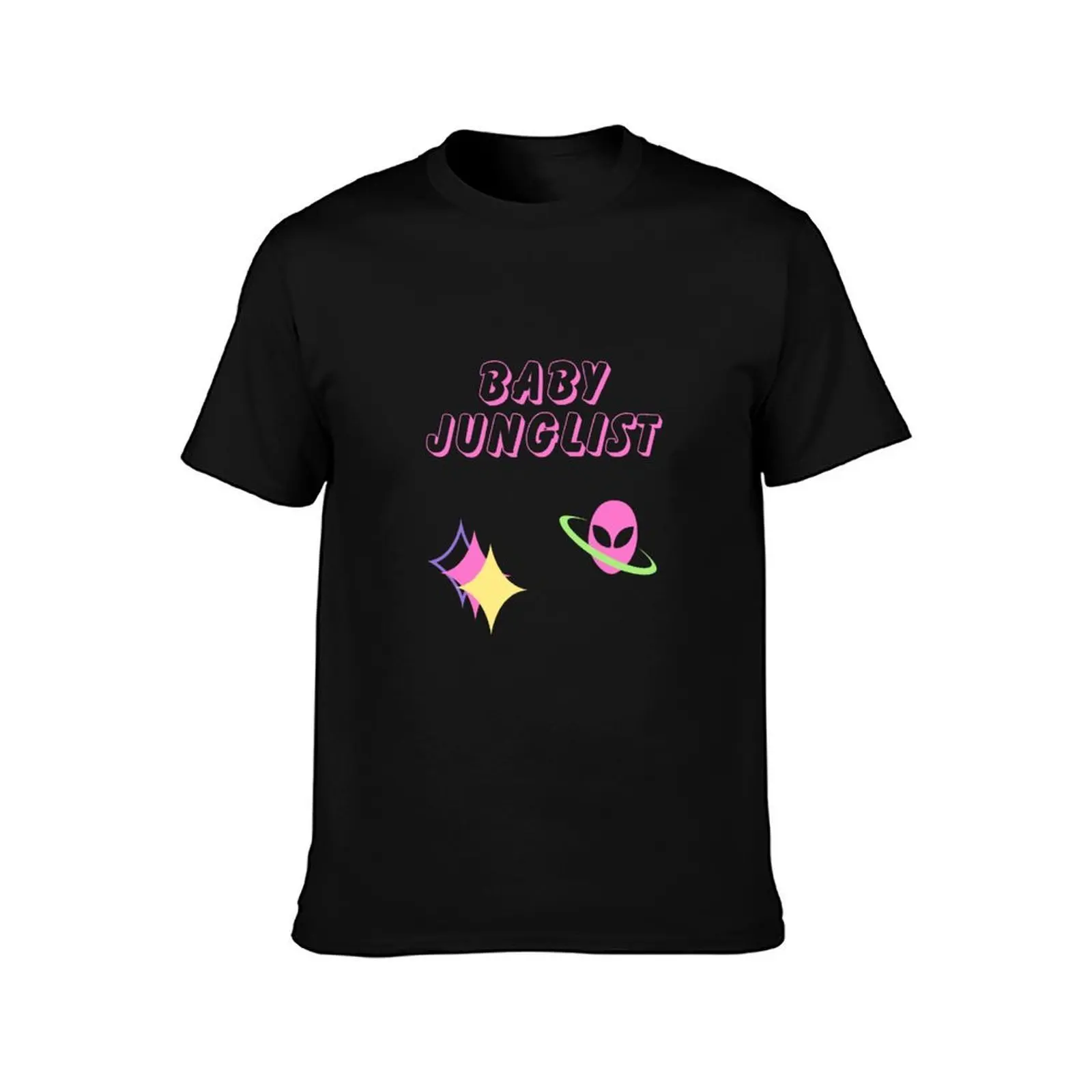 Baby Junglist Colourful Stars & Alien T-Shirt Summer Casual Cotton Tee, Unisex Men Women