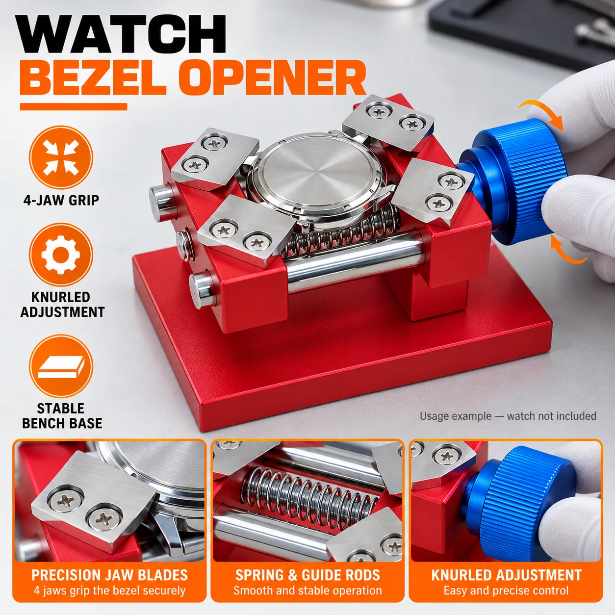 Workbench Watch Back Case Cover Opener Watch Bezel Ring Baffle Removal Tool for Watchmaker Watch Repair Battery Replacement Tool