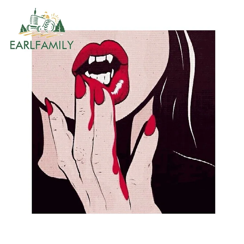 EARLFAMILY 13cm X 12.9cm Car Styling For Vampire Girl Funny Car Stickers Waterproof Scratch-Proof Decal Personality Decoration
