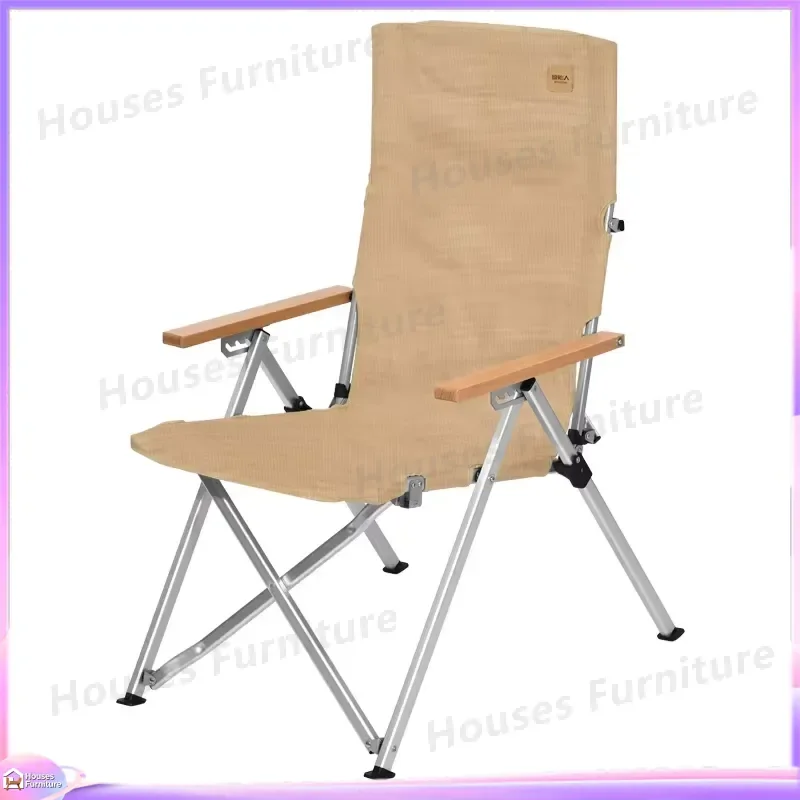 Outdoor Folding Lounge Chair Aluminum Alloy Beach Chair Ultra Light High Back Oxford Camping Picnic Chair Portable Garden