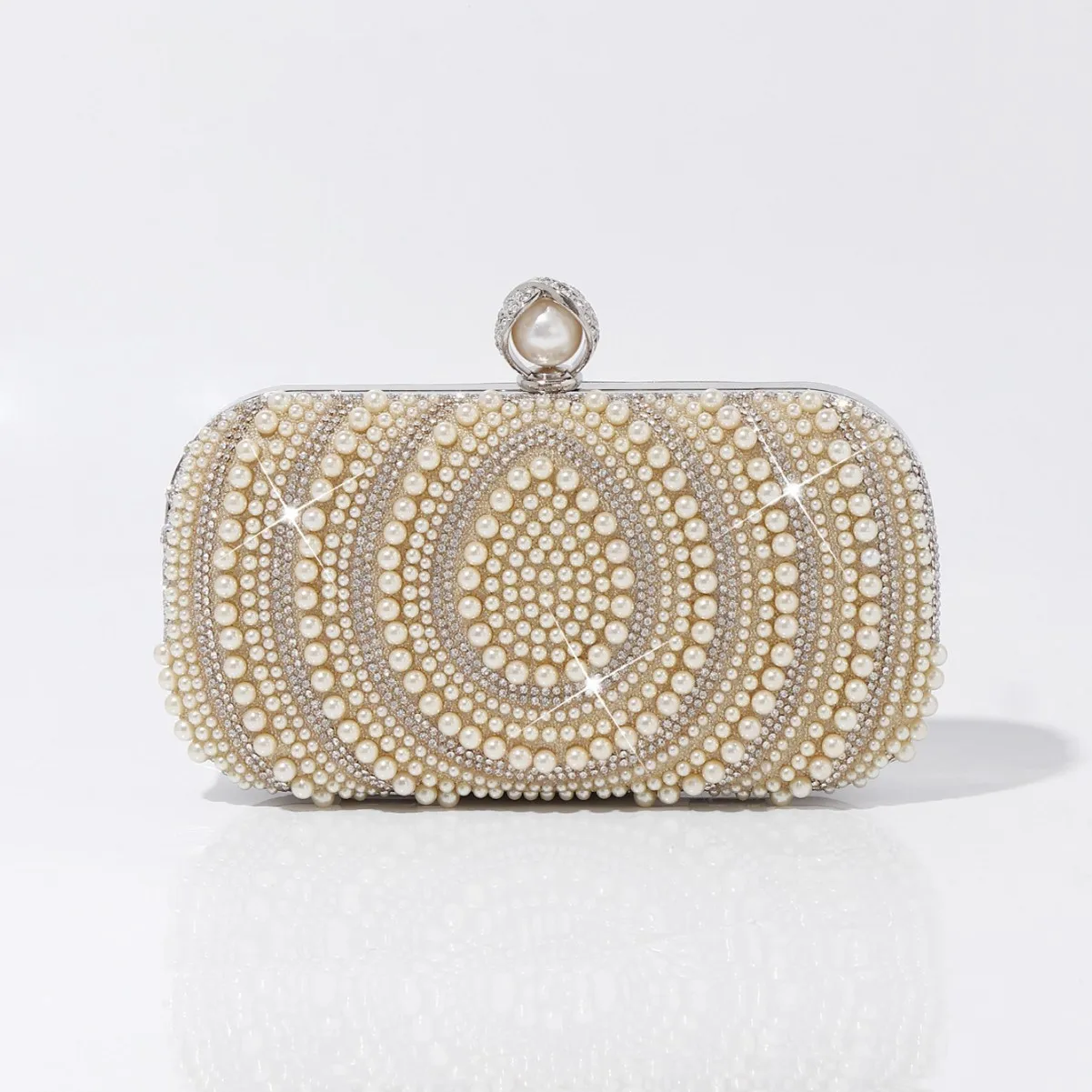 New European and American Retro Celebrity Water Drop Pearl Explosion Clutch Bag Dinner Bag Party Dress Evening Handbag