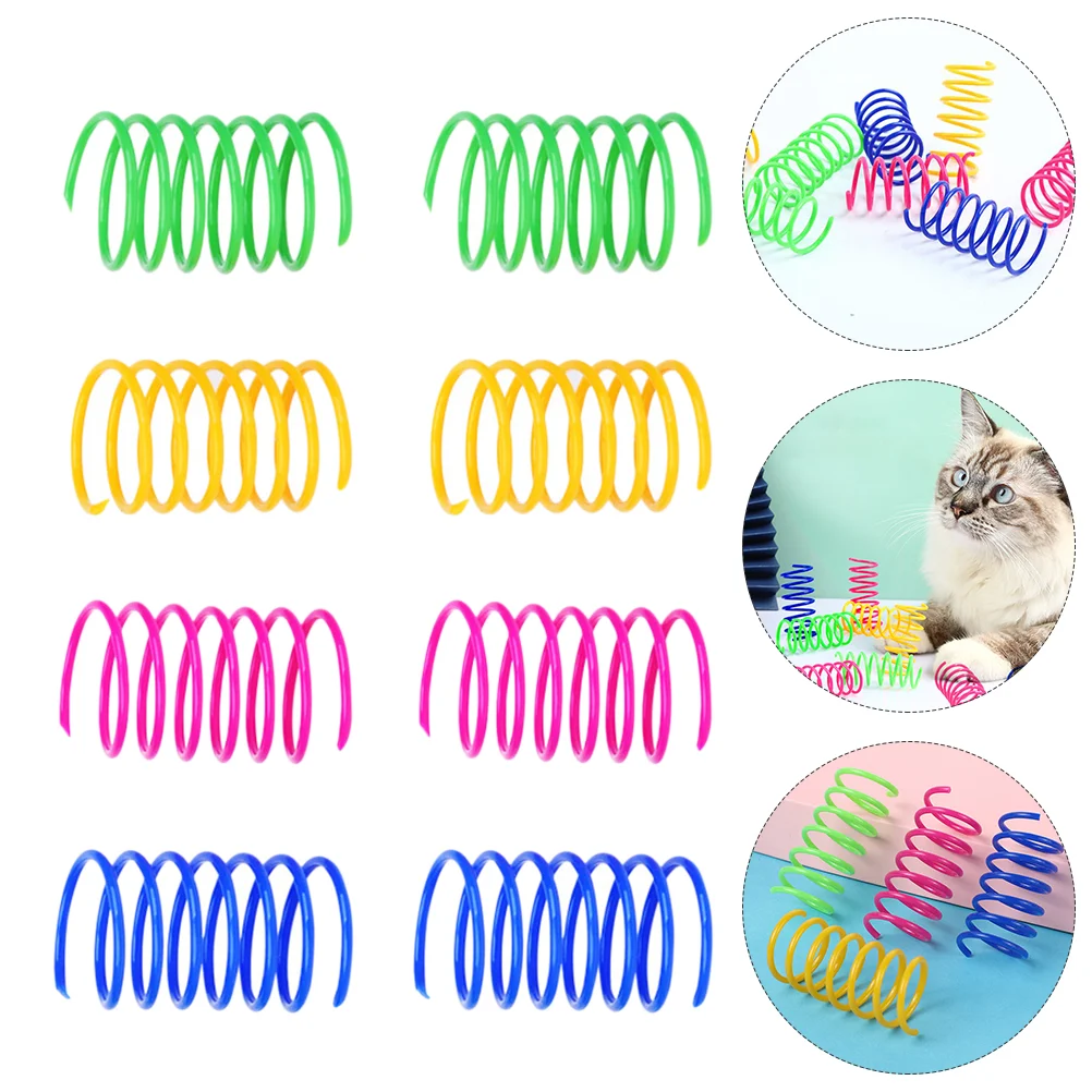 

40 Pcs Cat Spring Toy Colorful Springs Kitten Teaser Toys Rubber Pet Supplies Boredom Relief