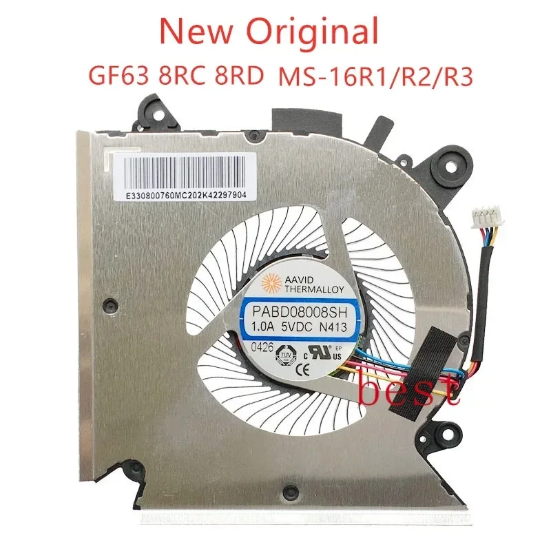 Ventiladores de refrigeración para ordenador portátil, repuesto de 5V, 4 PI, para MSI GF63, 8RC, 8RD, MS-16R1/R3, PABD08008SH, N413, E322500300A, nuevo y Original