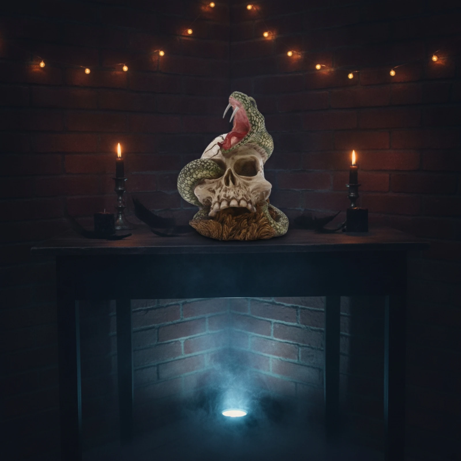 Serpent Skull Sculpture Decorative Skull Sculpture Snake Statue Mystical Compact for Collectors, Halloween Decor