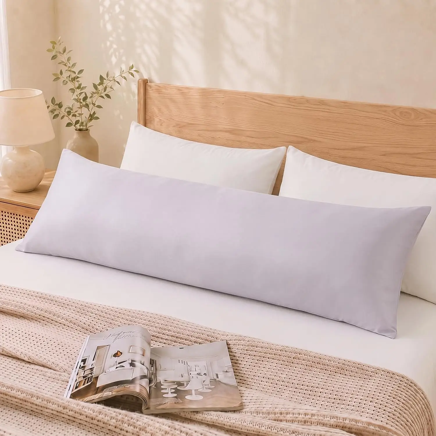 100% Cotton Sateen Pillowcase Body Size, Light Purple 500 Thread Count Pillow Case 20