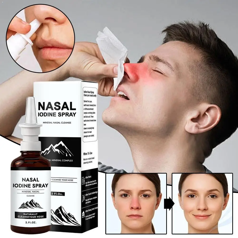 

60ml Iodine Nasal Spray Gentle Cleaning Nasal Remove Nasal Nasal Moisturizing Congestion Relieve Nasal Pollutants Care