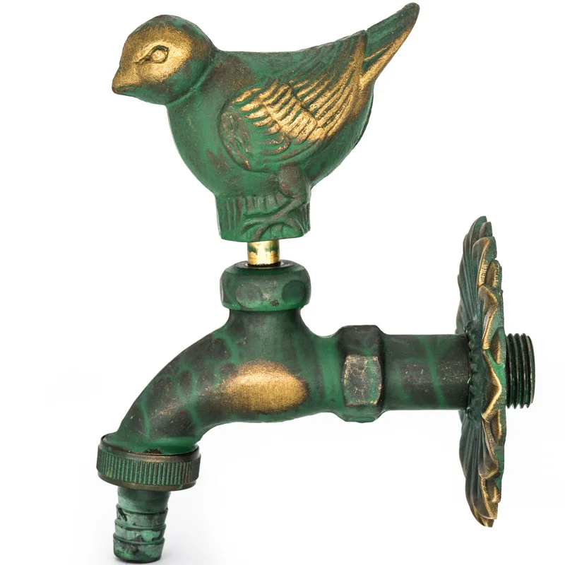 Retro Garden Faucet Antique Brass Kindergarten Wall Mount Animal Cold Water Faucet Basin Faucet