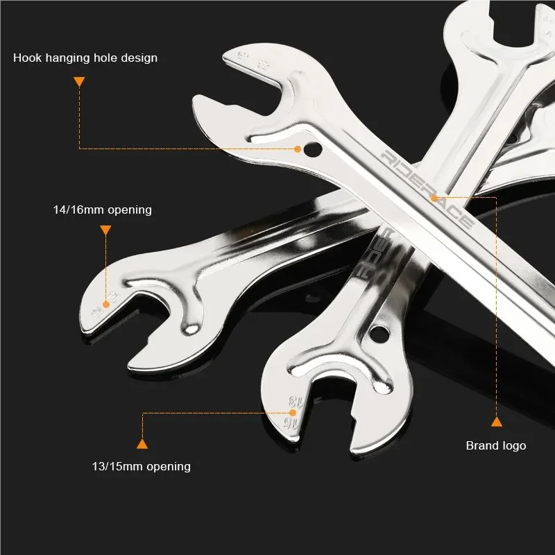 RIDERACE Bike Hub Cone Spanner Portable Road Cycling Head Open End Axle Wrench 13/15 14/16mm For Mountain Bicycle Repair Tool