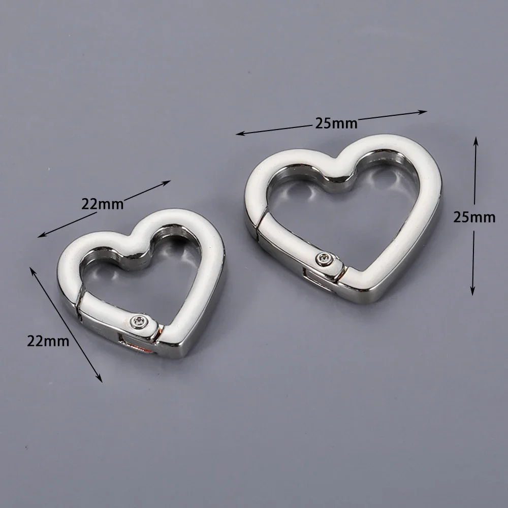 5pcs Metal O Ring Spring Clasps Openable Round/Heart Carabiner Keychain Bag Clips Hook Chain Buckles Connector for DIY Jewelry