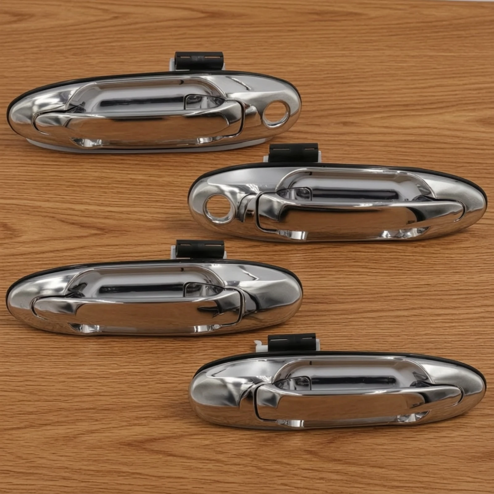 4 Pieces Front Exterior Door Handle with Keyhole Mirror Finish Exterior Door Handle Assembly with Keyhole Silver Long-Lasting