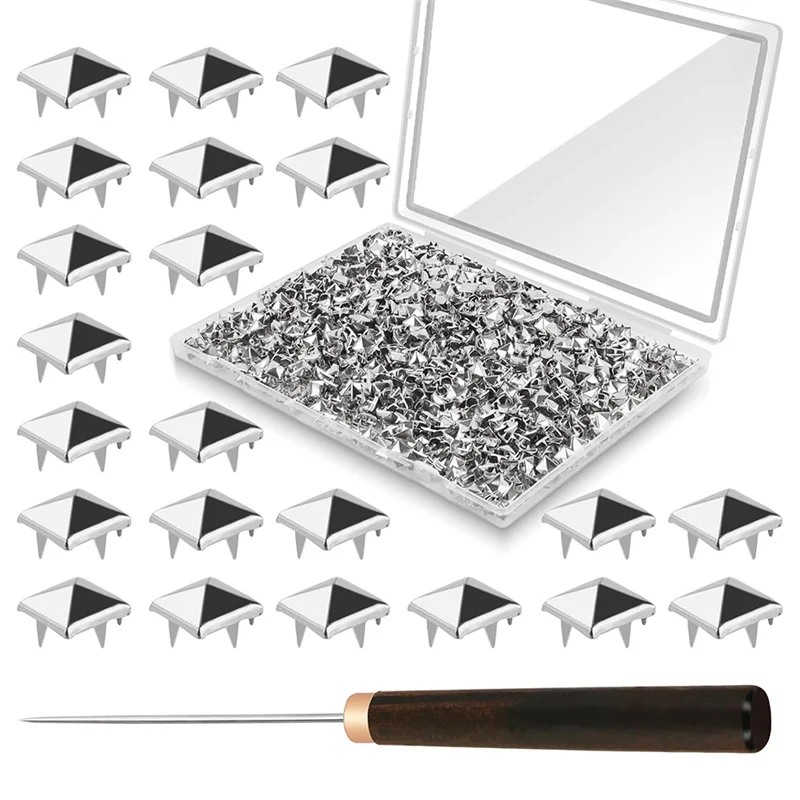 

AB66-для поделок, 1300 шт., 10 мм серебряные пирамидные шпильки для одежды, квадратные металлические шпильки с четырьмя кулачками для изготовления кожи, шпильки с шипами
