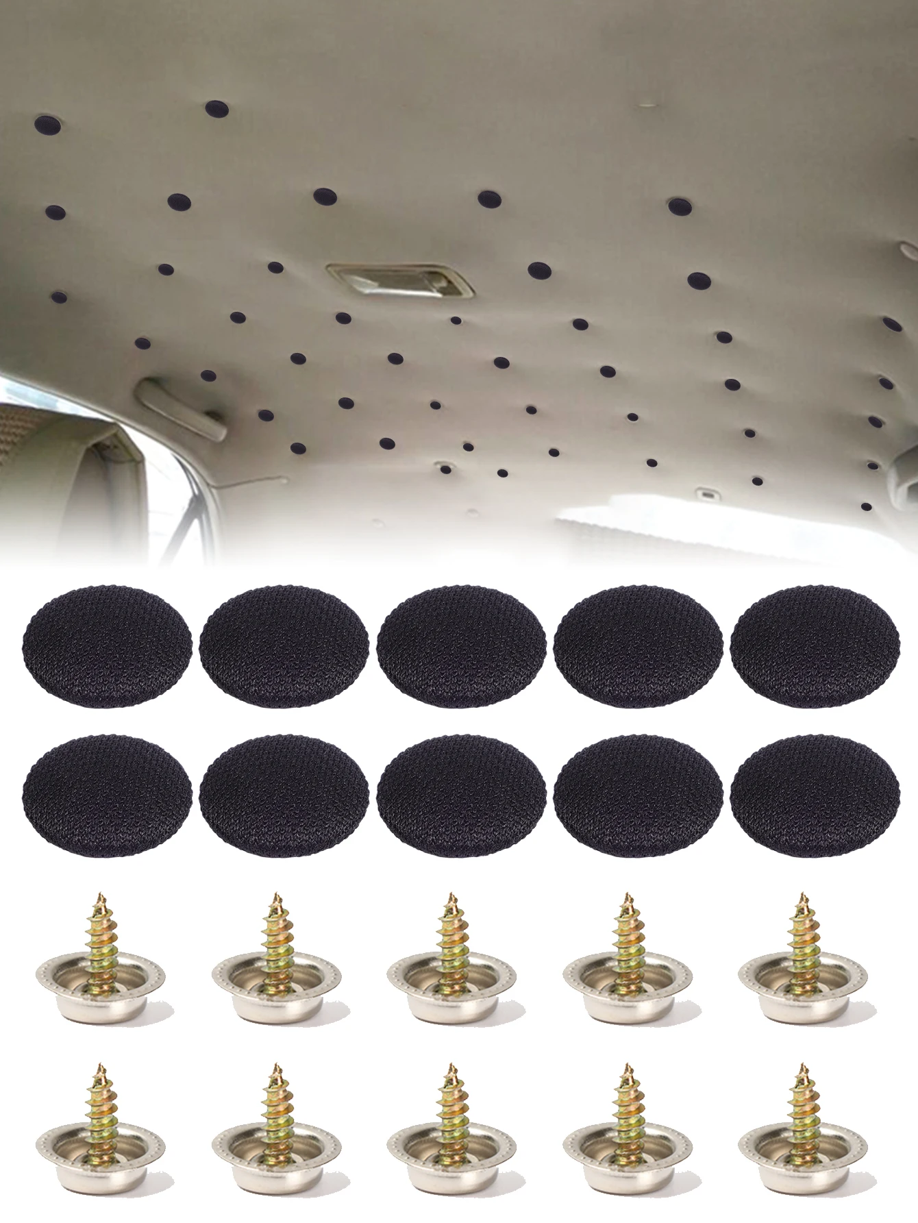 مثبتات سقف السيارة الداخلية ، مشابك التثبيت ، أغطية المفاجئة ، قماش العناية ، المسامير ، قطع إصلاح السيارات