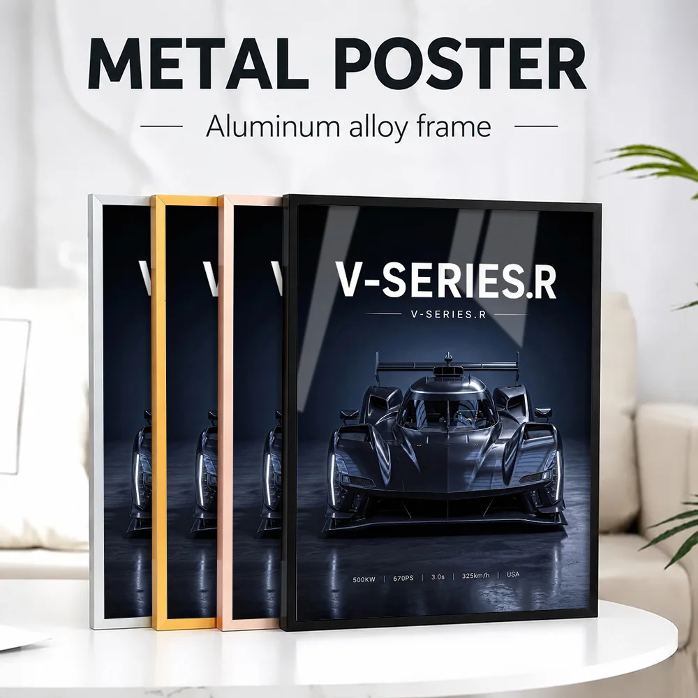 Sleek United States V-Series.R Race Car Metal Poster With Aluminum Alloy Frame Personalized Photo Track Style Wall Art For Study
