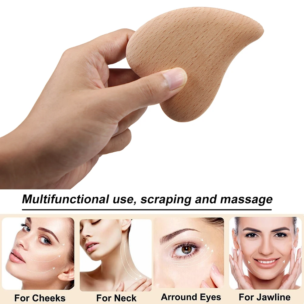 Gua Sha Massage Tool Natural Wooden GuaSha Scraping Massage Tool, Gua Sha Facial Tool for SPA on Face Back, Arms, Neck, Shoulder