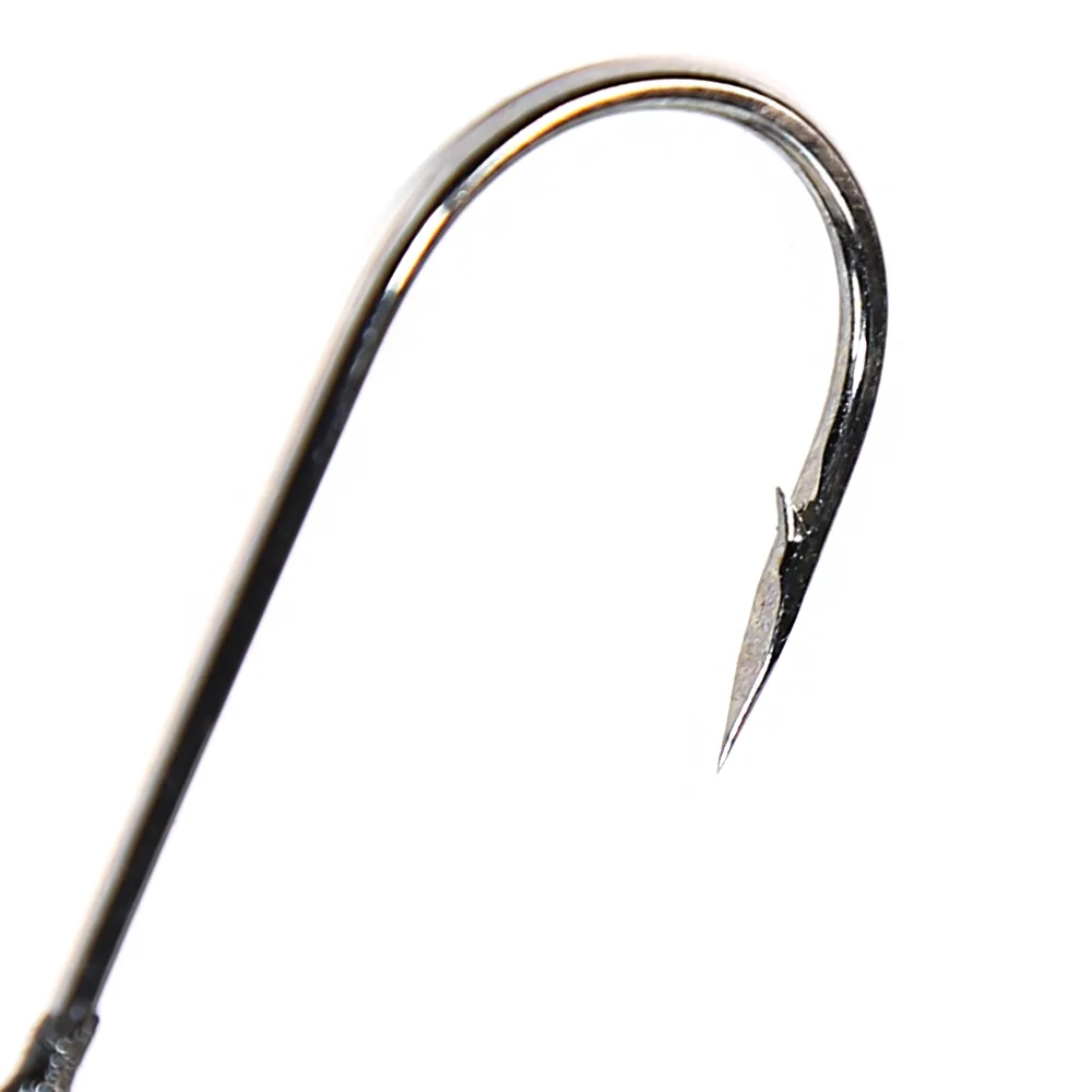 B&U 5 Stück handgefertigte Flipping-Haken für Barsch-Angeln, Haken aus Kohlenstoffstahl mit langem Schaft, Soft Worm Texas Rig Angelzubehör – Detail 3