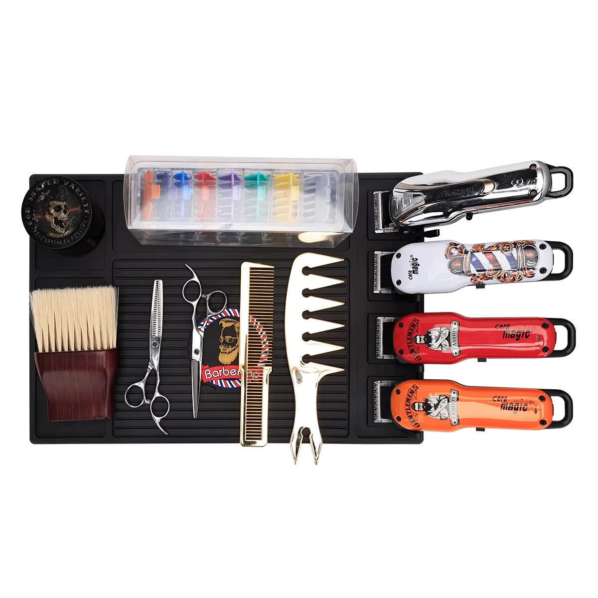 Silicone Barber Mat Magnetic Tray Hairdressing Antiskid Storage Non-Slip Heat Resistant Cushion Pad for Salon Table