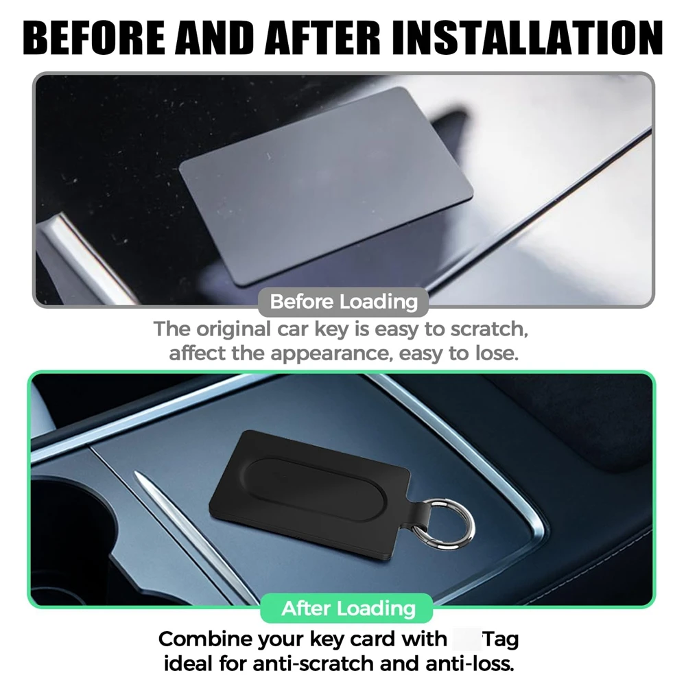 حافظة حامل البطاقات لهاتف Apple Airtag & Tesla Key Card غطاء حماية من السيليكون الناعم مع سلسلة مفاتيح لعلامة الهواء موديل 3 Y S X