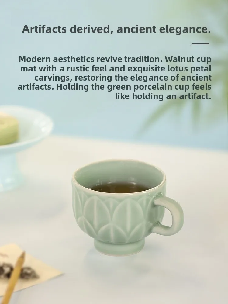Suzhou Museum Secret Color Porcelain Lotus Cup Ceramic Cup Birthday Gift Cultural Creative Couple Cup Vintage Style Handle Wa...