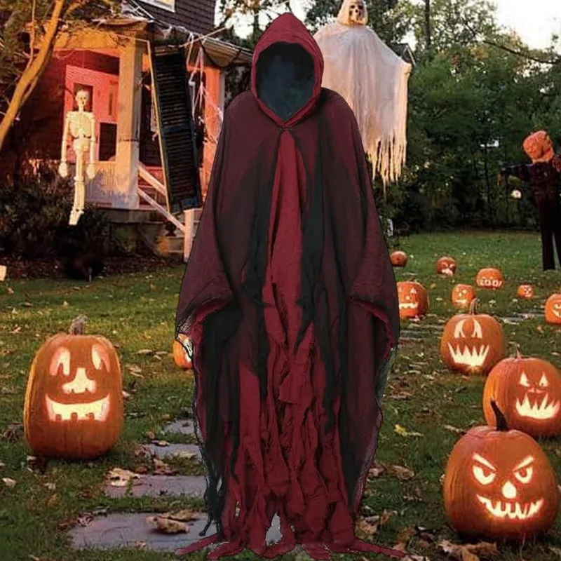 

1 шт., плащ для косплея на Хэллоуин, накидка, страшный костюм зомби, скелет, призрака, реквизит для украшения вечеринки, жуткое платье, аксессуар, использование