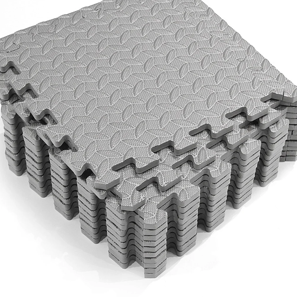 

6Pcs Eva Leaf Grain Floor Pads Gym Mats Splicing Patchwork Rug Non Slip Cushion Pressure Relief Absorption for Living Room