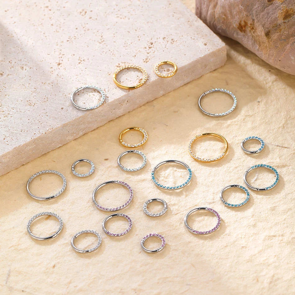 1PC 16G Surgical Steel Hoop Earrings for Women 6/8/10/12mm CZ Paved Small Helix Piercing Tragus Cartilage Piercing Body Jewelry