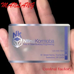 Custom  Custom Design CR80 Size Matt Clear Name Card Transparent PVC Card Embossed Transparent Plastic Business Card