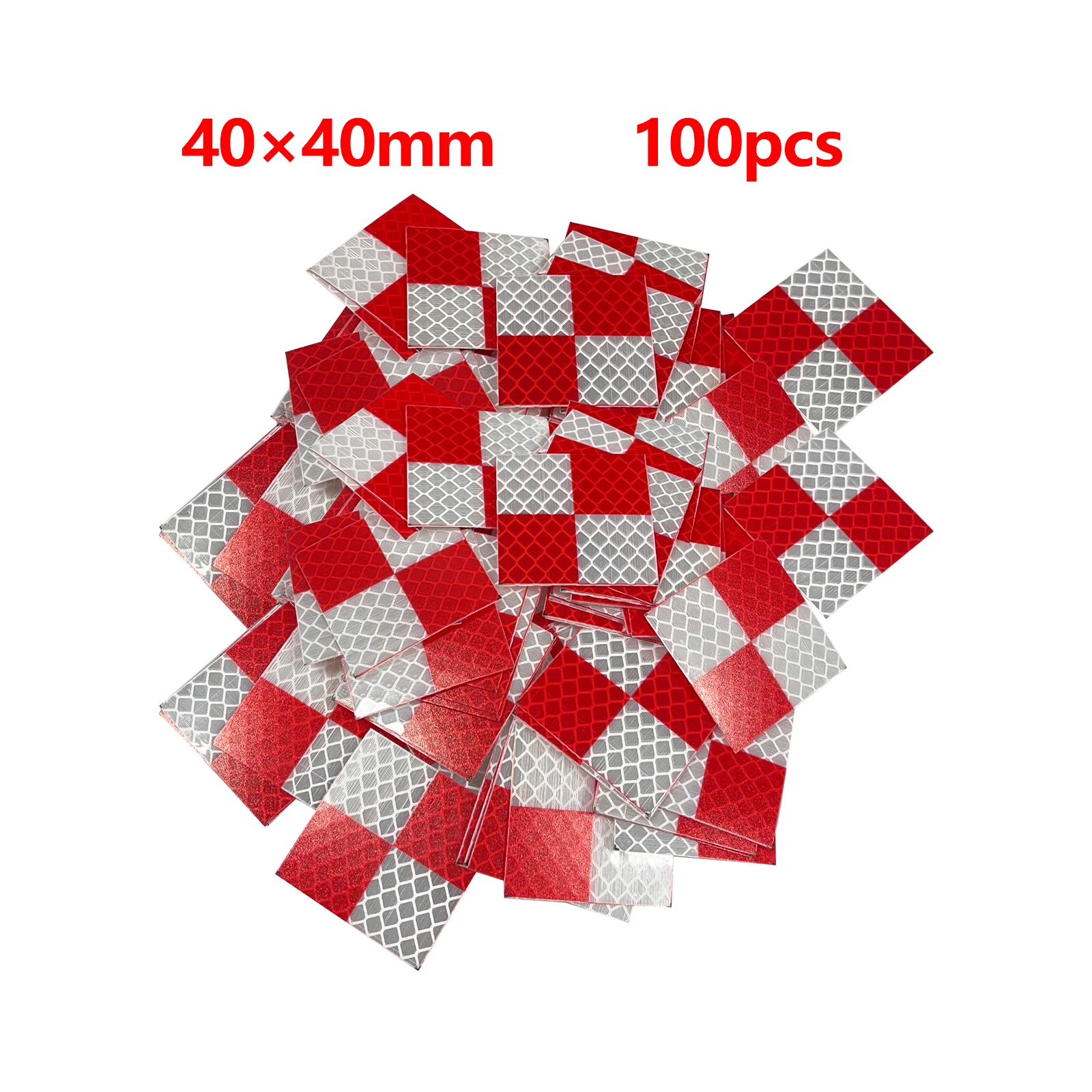 แผ่นสะท้อนแสงตารางสีแดงและสีขาวขนาด40x40มม. 100ชิ้นสำหรับการสำรวจทั้งหมดของสถานีสติกเกอร์สะท้อนแสง