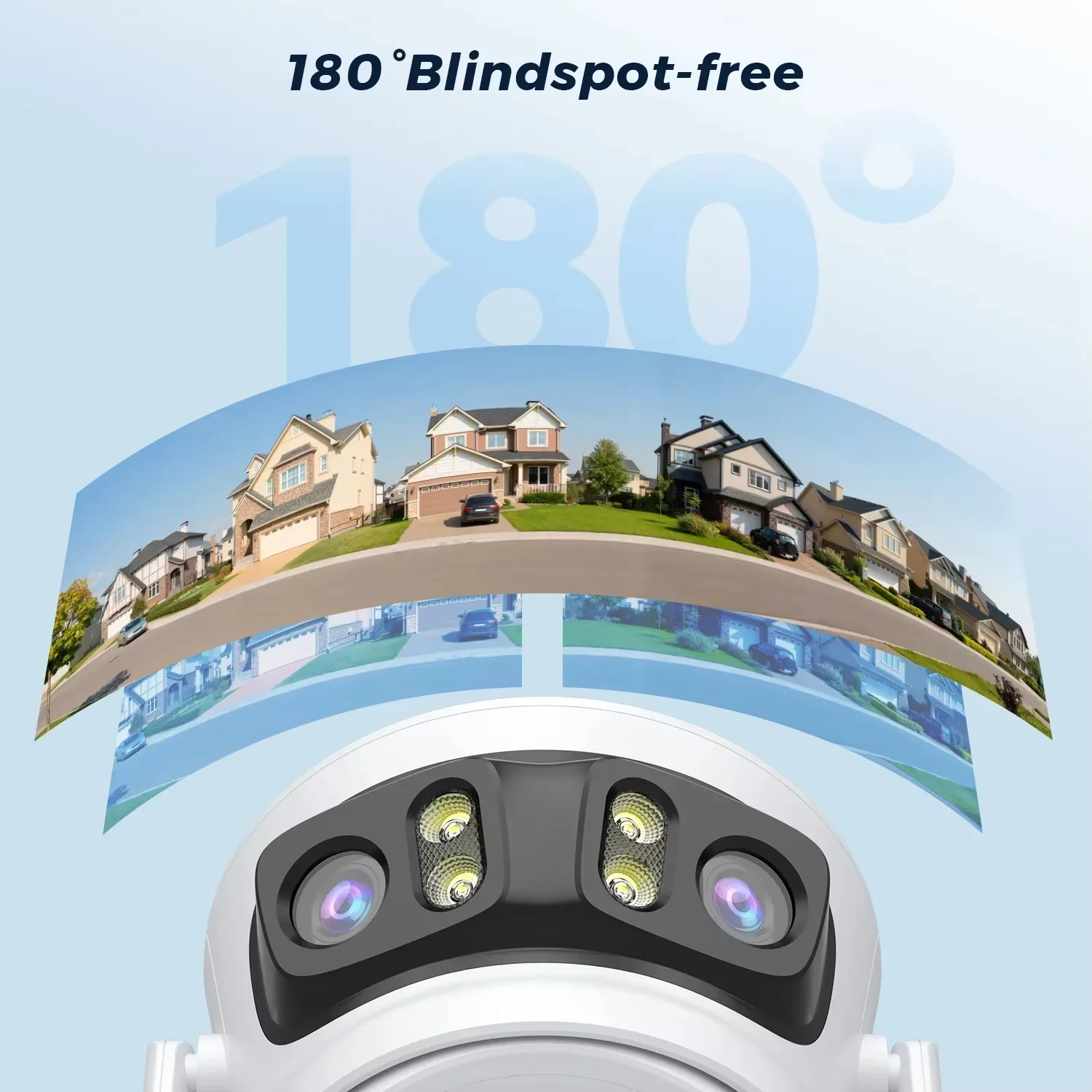 كاميرا واي فاي خارجية 12 ميجابكسل 6K ICsee ثلاث شاشات كاميرا مراقبة للرؤية الليلية زاوية رؤية واسعة للغاية كاميرا أمان بانورامية