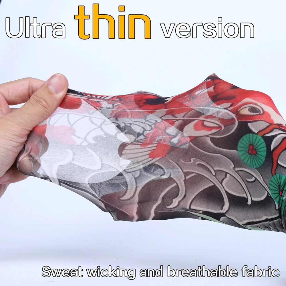 1 Pair Ultra thin seamle Tattoo Flower Arm For Men Women Cool Travel Cycling Elastic Scratch Resistant Arm Sleeves Accessorie image 3