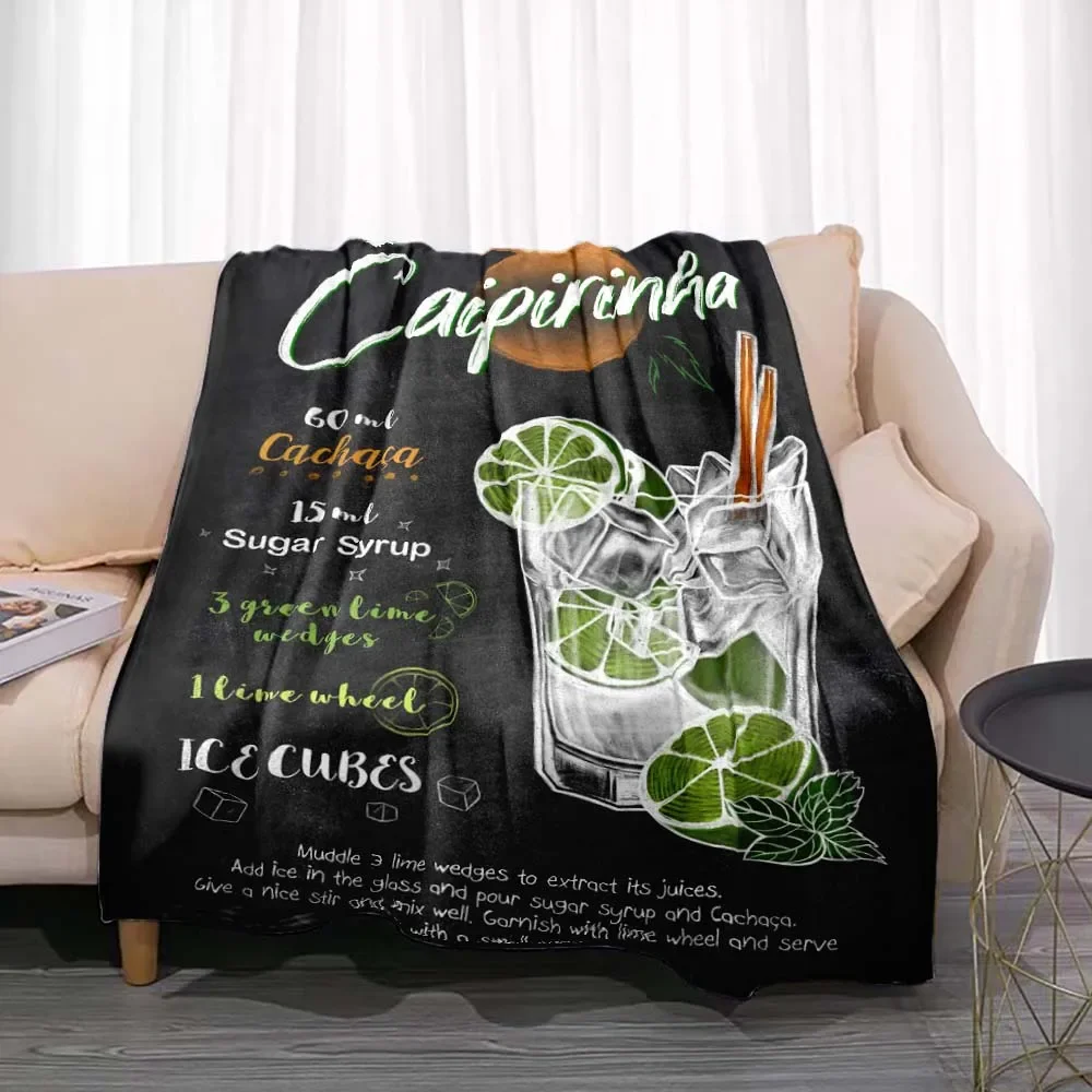 Cocktail Recipe Art Fashion Flannel Soft Throw Blanket Funny Gift for Husband Bar Pub Club Man Party  Home Sofa Couch Bed Decor