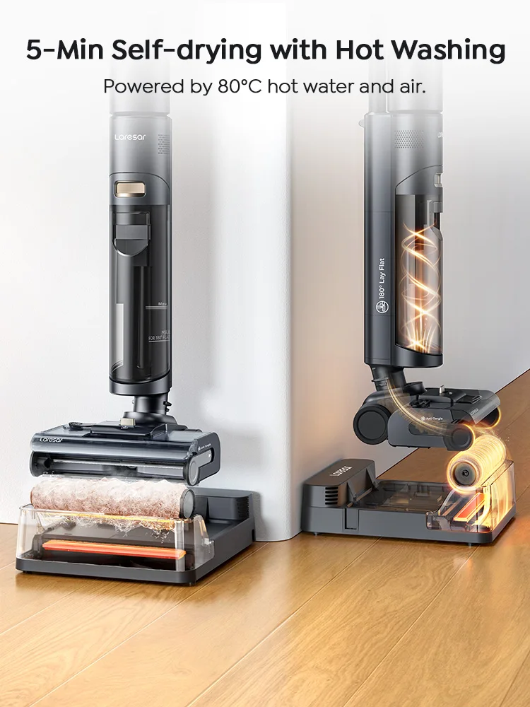 Laresar S7 Pro Bezprzewodowy Odkurzacz Mokro-Sucho, Mop, Czyszczenie Lay-Flat, 5 Min Szybkie Suszenie, Samoczyszczenie 80°C, Ssanie 19000 Pa, Anti-Splątanie, 50 Min Czas Pracy, Myjka Podłogowa do Domu — zdjęcie 2