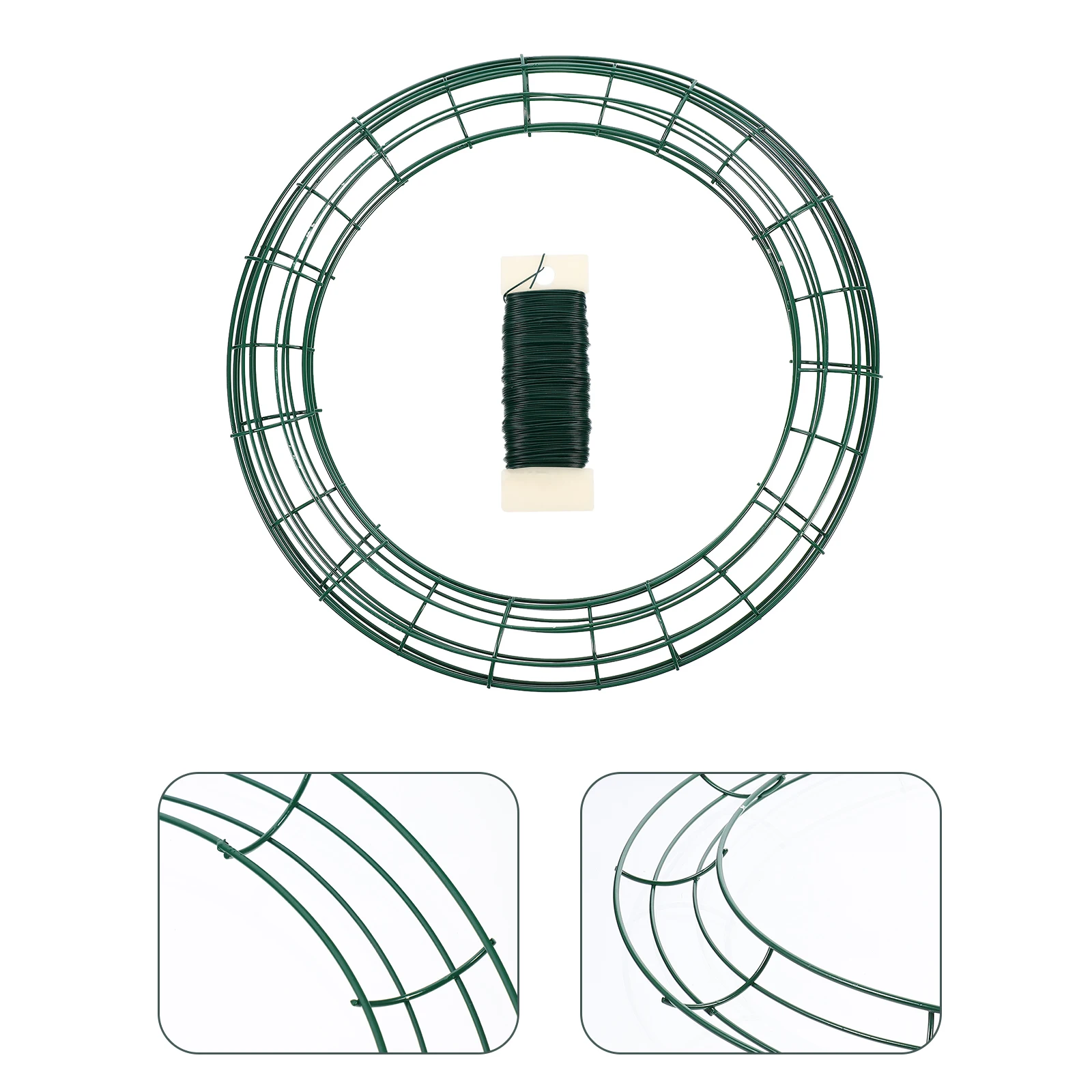 

3pcs Green Wire Wreath Frame Round Metal Ring For Diy Crafts Christmas Decor Garden Outdoor Iron Wire Roll Wreath Accessory