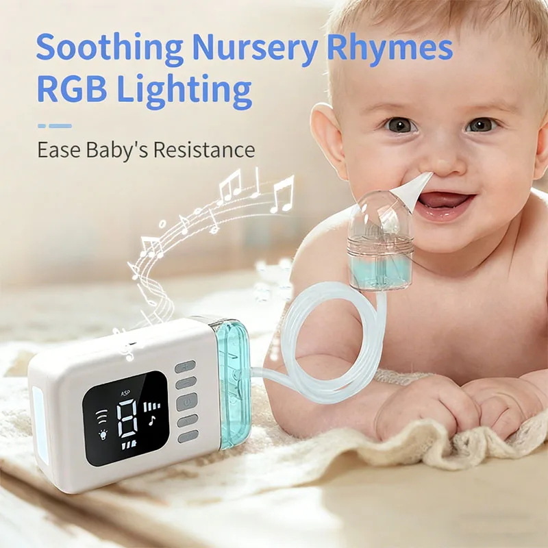 赤ちゃんの鼻吸い器-静音ベビー鼻クリーナー-鼻づまり解消-逆流防止真空鼻吸引器-シリコンチップ付き-赤ちゃん用