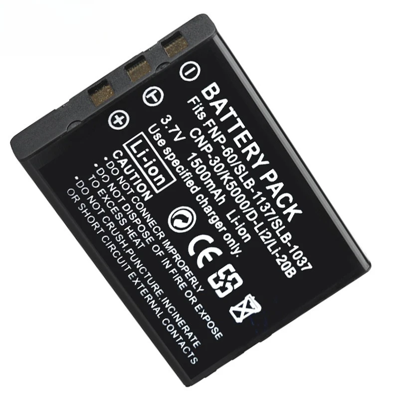 Replacement Camera Battery FNP60 3.7V 1800mAh for Fujifilm F50I F501 F601Z F401 F410 F601 SLB-1137 CNP-30 K5000 Li-20B NP-60
