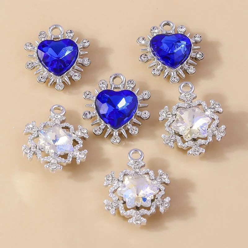 Leslie 10 Stück 17 x 20 mm brillante Kristall-CZ-Schneeflocken-Charms-Anhänger für Schmuckherstellung, Weihnachten, Ohrringe, Halskette, Zubehör – Detail 2