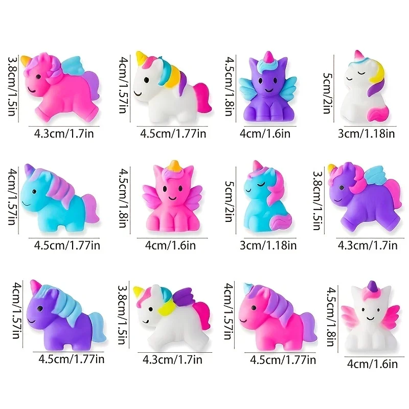 12pcs Unicorn Kawaii Squishes Mochi Squishy Toys, Stress Relief Toys For Kids Boys Girls Party Favors Birthday Gift