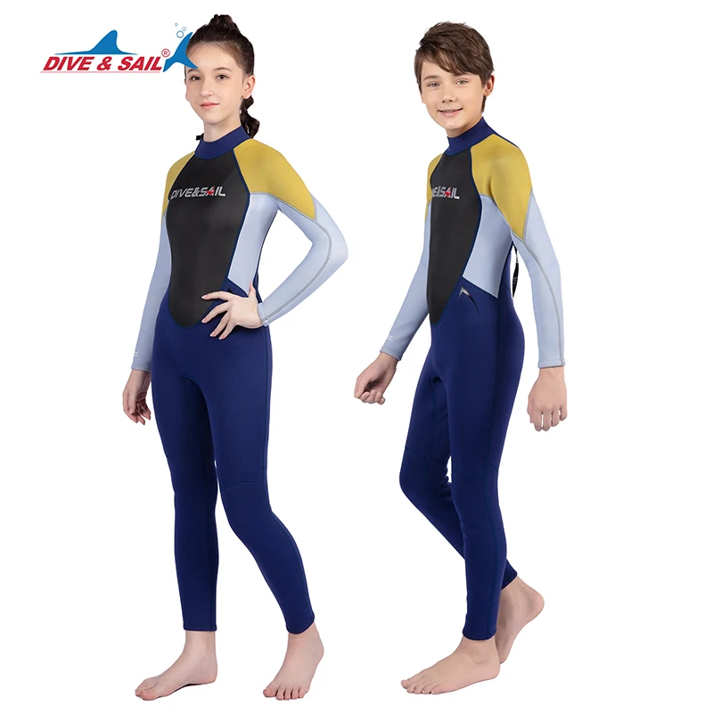 Kids Wetsuit For Teen Boys Girls Youth, 2.5mm Neoprene Back Zip Full Body Wet Suits Thermal Dive Suit Keep Warm Swimsuits