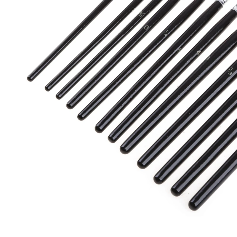 12Pcs Nylon Haar Acryl Öl Malerei Aquarell Künstler Pinsel Lieferungen Eingestellt