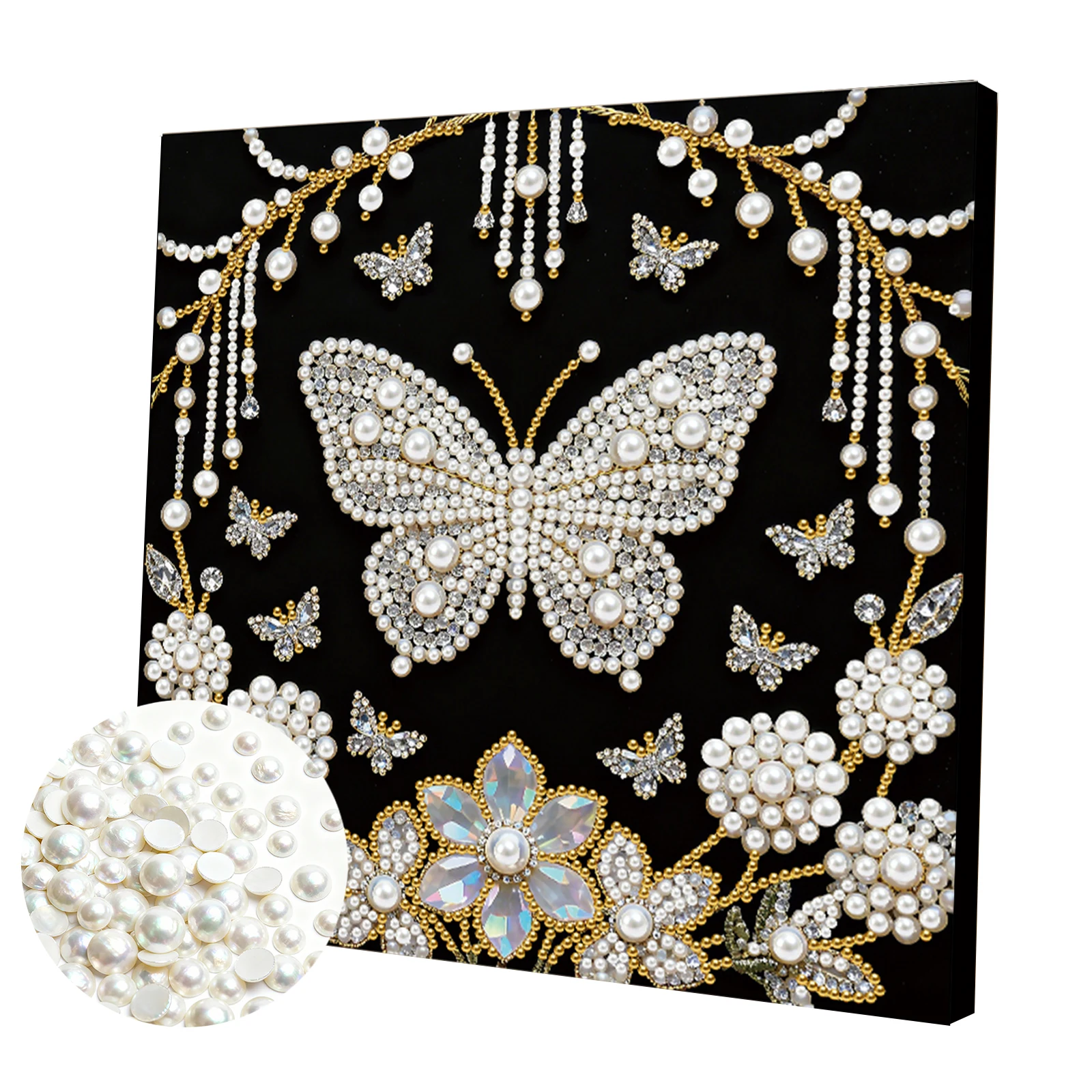 

Flower Butterfly DIY Pearl Painting Kit for Adults Home Decor 25x25cm With Frame