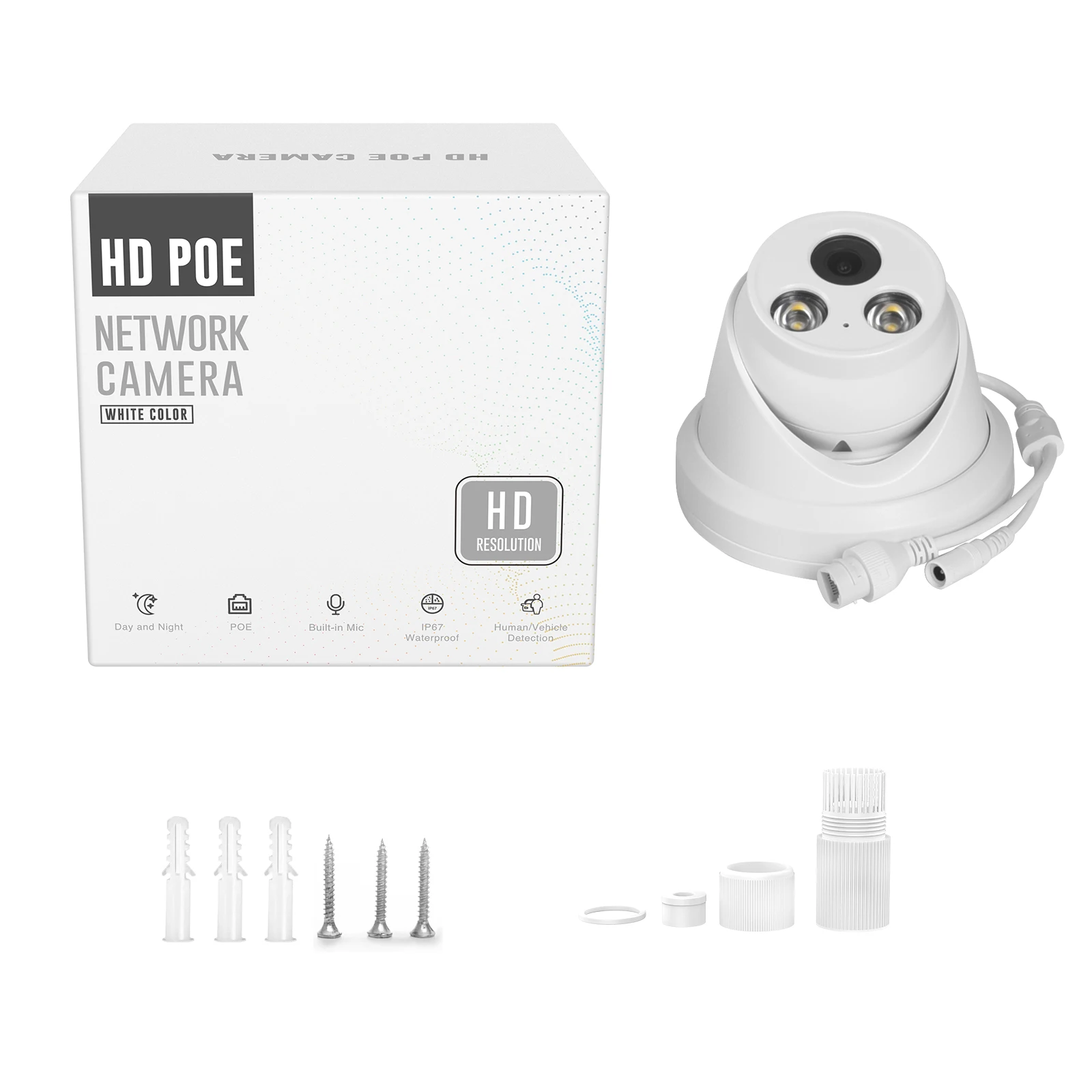 Hikvision Compatible 8MP Full Color Fixed Turret Network Camera Built in Mic Motion Detection Support Alarm Snapshot to Email