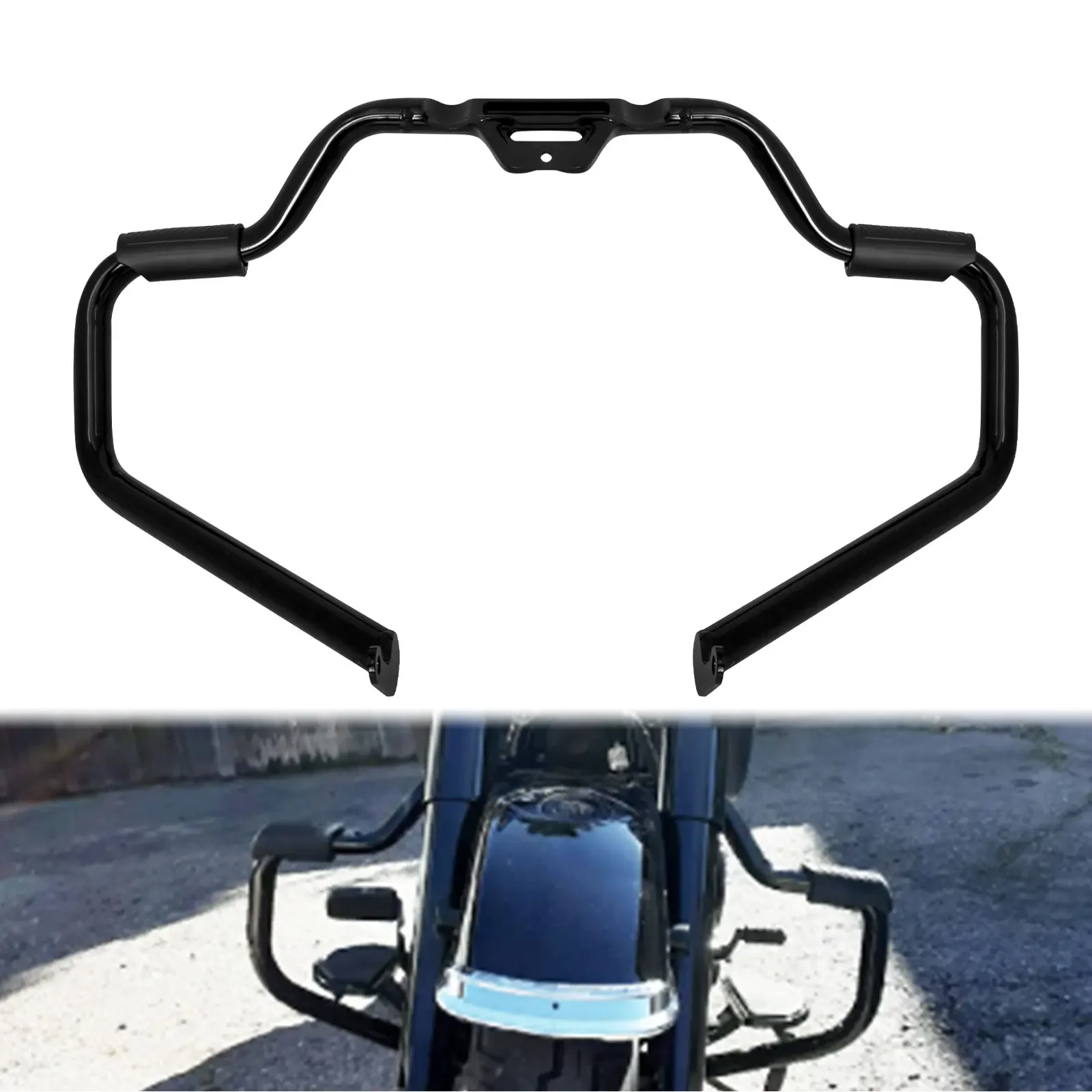 قضيب حماية المحرك باللون الأسود/الكروم للدراجة النارية Harley Softail Fat Boy Deluxe Breakout Low Rider Slim FXBB FLFB FXBR 2018-25