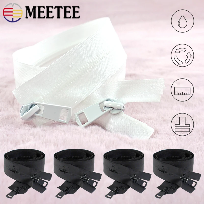 

3Pcs 5# Waterproof Nylon Zippers 20-150cm Open-End Zipper Invisible Double Slider Jacket Tent Closure Zips Sewing Accessories