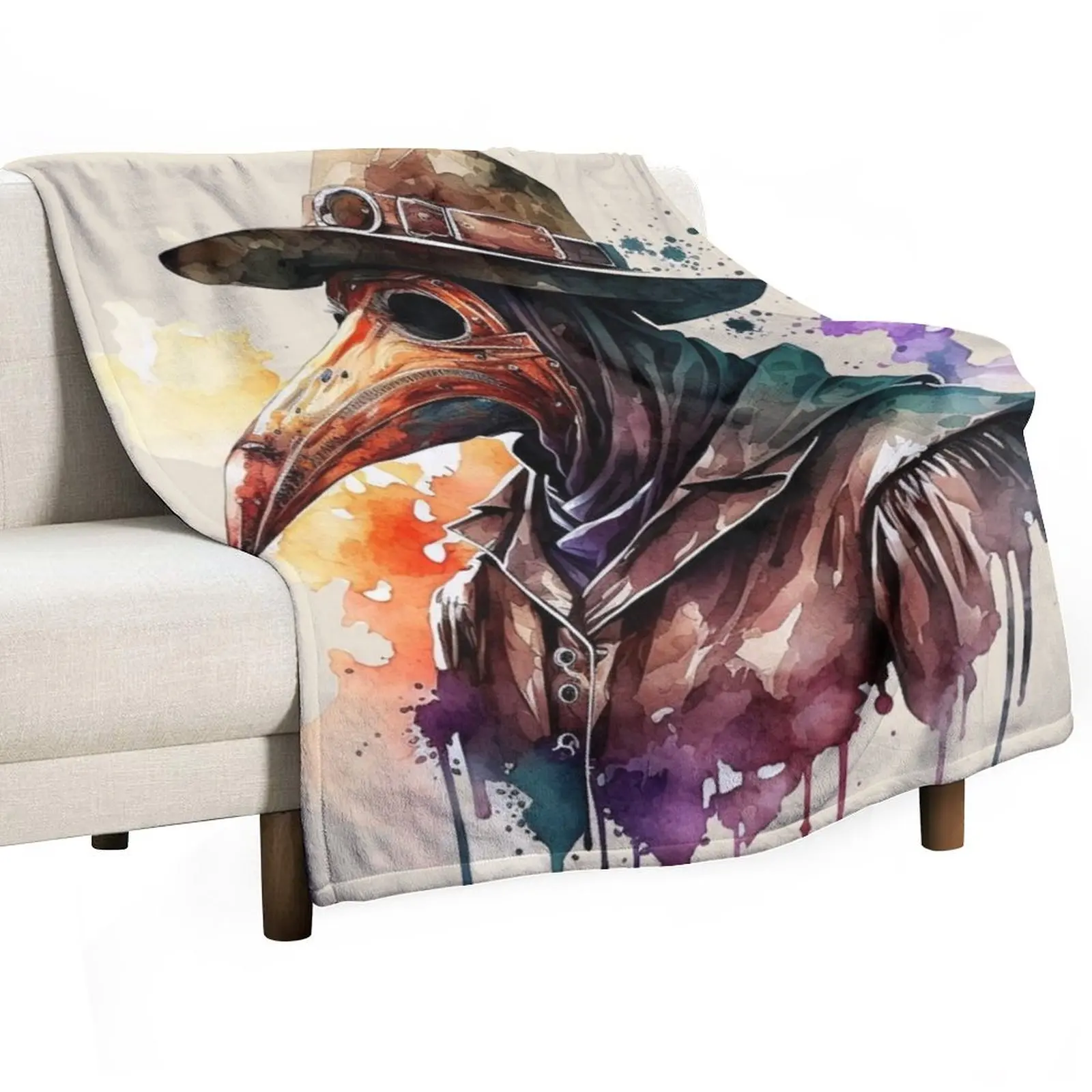 Plague Doctor Mask Design The Healers Visage 1350 Throw Blanket Sofa Quilt Bed Fashionable Comforter Hairys Blankets