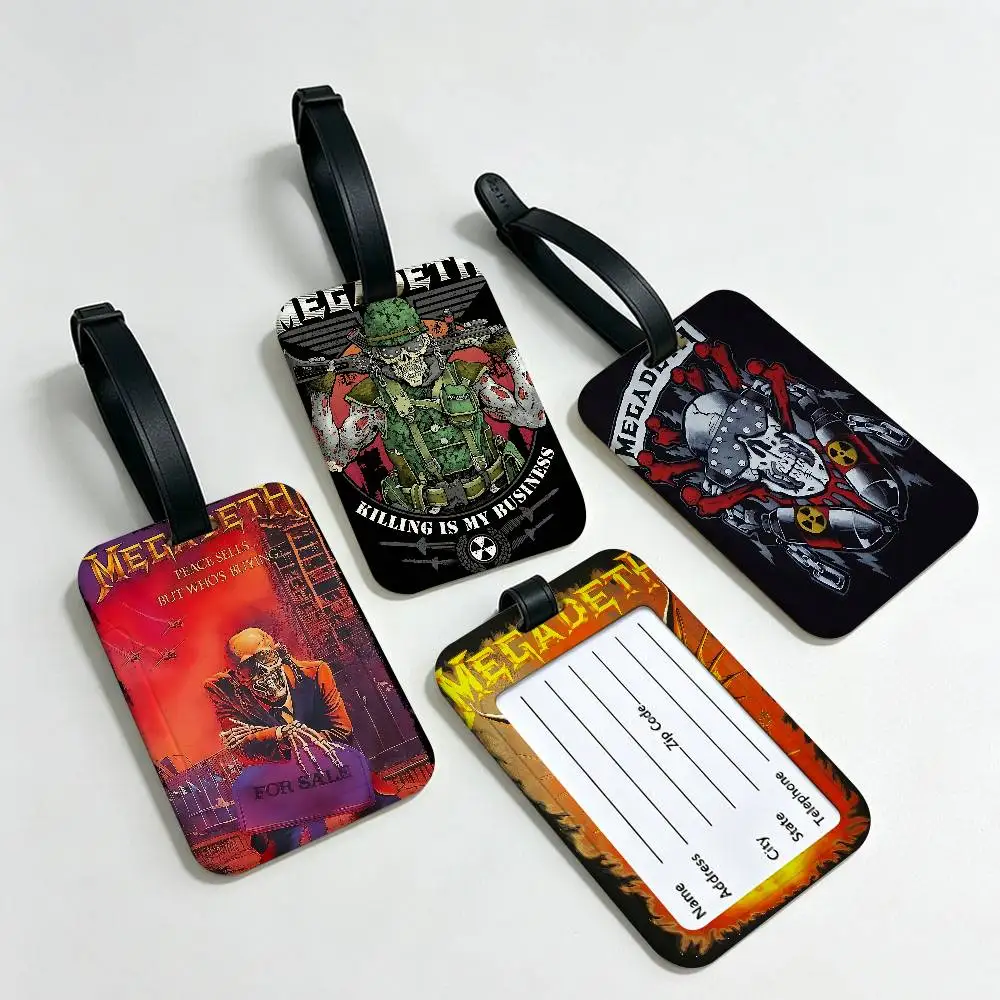Rock Metal Band M-Megadeth Lightweight Anti lost PVC Luggage Tag Removable Info Card Sleeve Backpack Travel Accessory