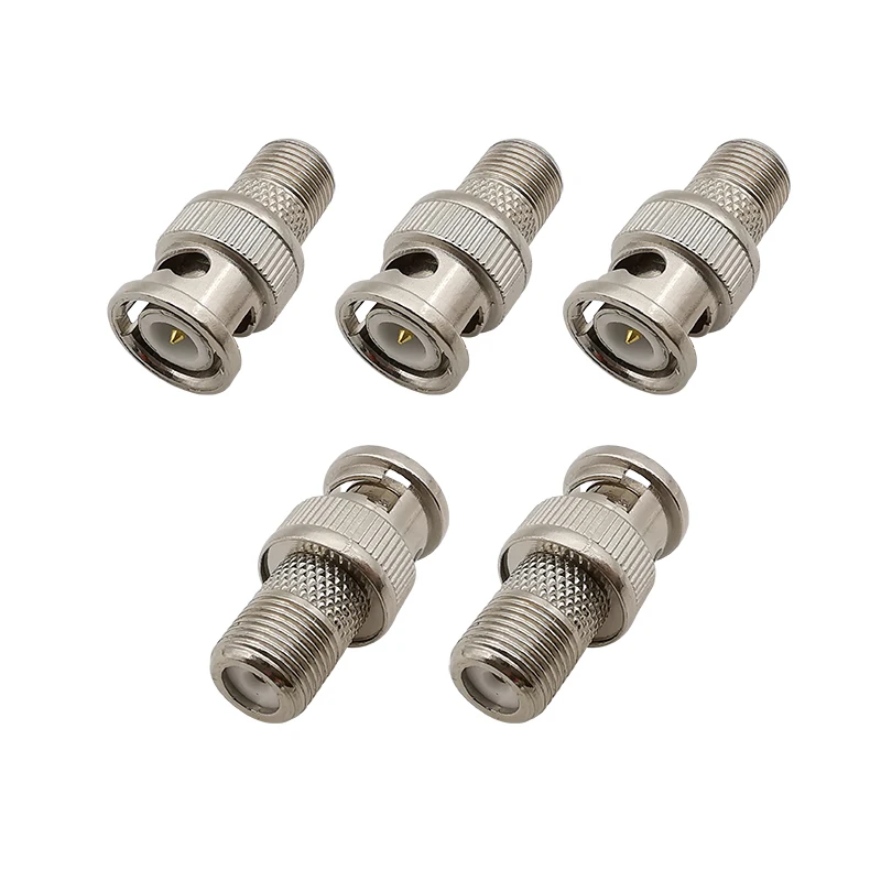 5szt BNC wtyk męski do gniazda żeńskiego typu F Adapter koncentryczny RF BNC-F Złącze proste do kamery kablowej RG6 RG59